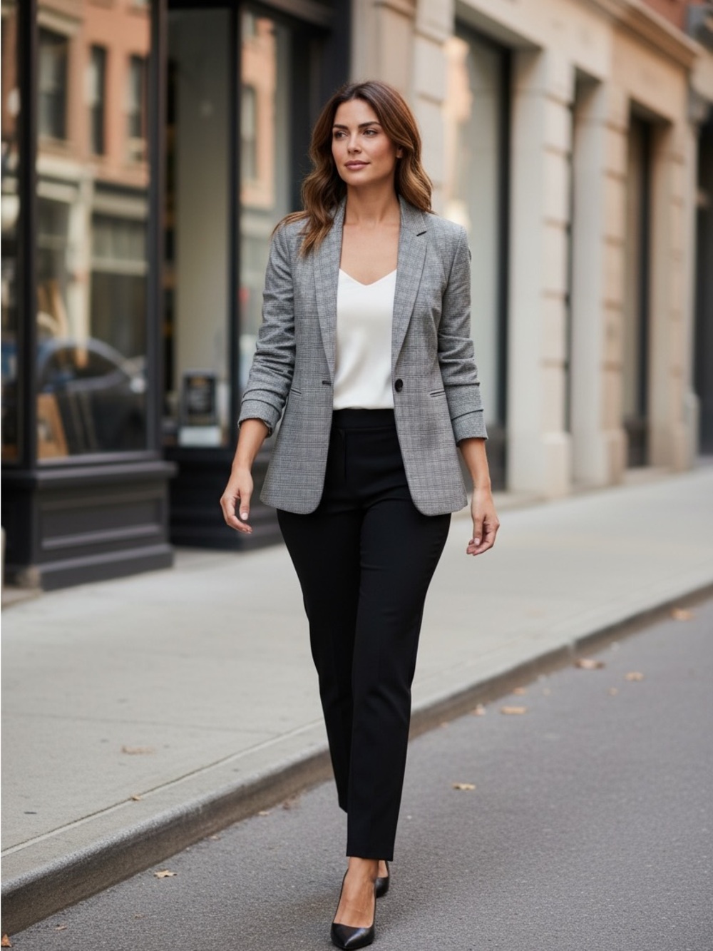 Express Gray Black Plaid Blazer Size 2 Single Button Career Work Office Jacket